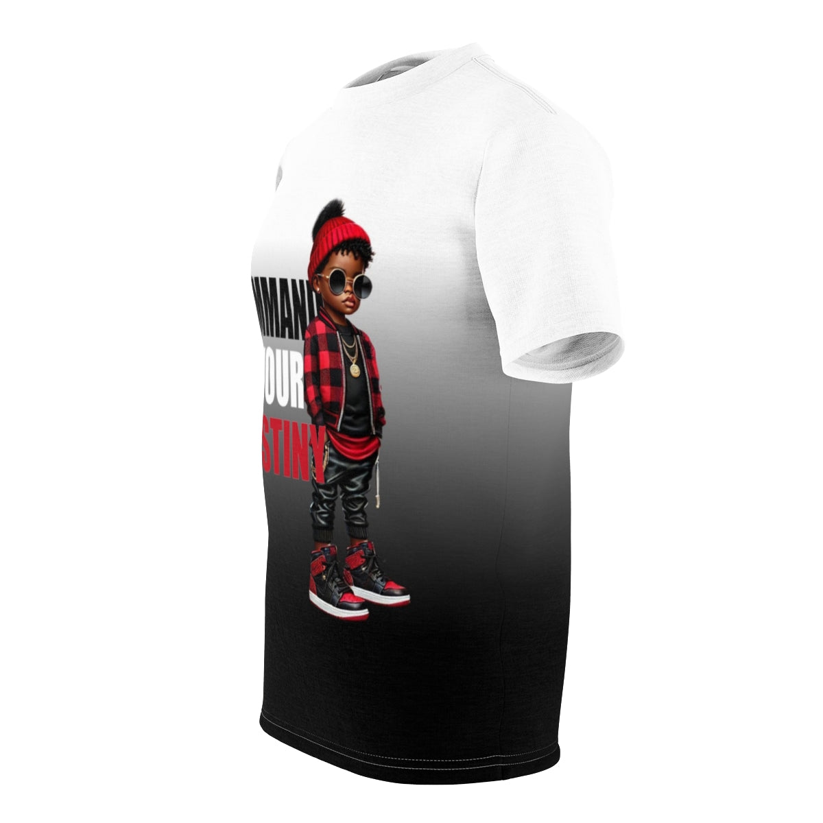 Side profile of the Tag-Less Jersey T-Shirt showcasing a relaxed fit