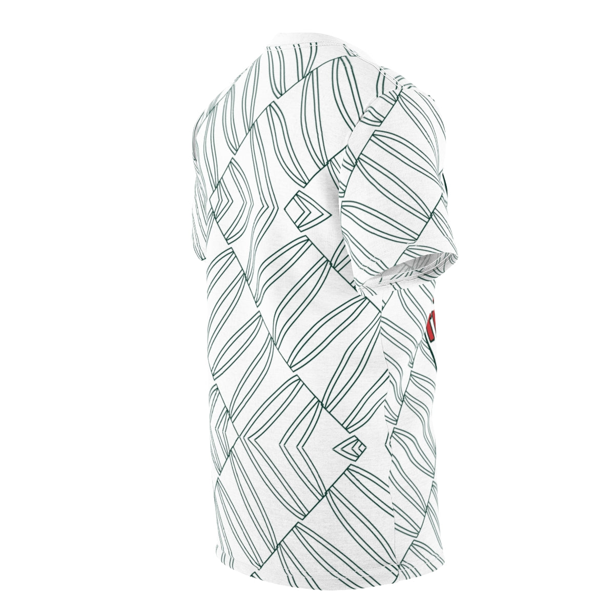 Side profile of the Tag-Less Jersey T-Shirt showcasing a relaxed fit