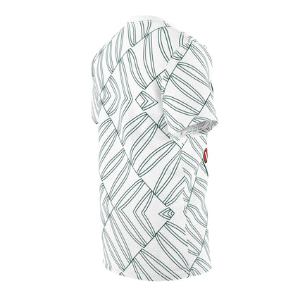 Side profile of the Tag-Less Jersey T-Shirt showcasing a relaxed fit