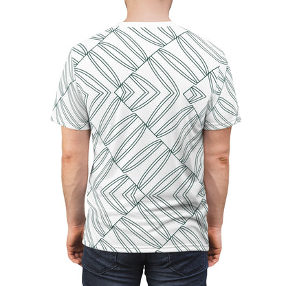 Model wearing the Tag-Less Jersey T-Shirt in a casual, everyday setting