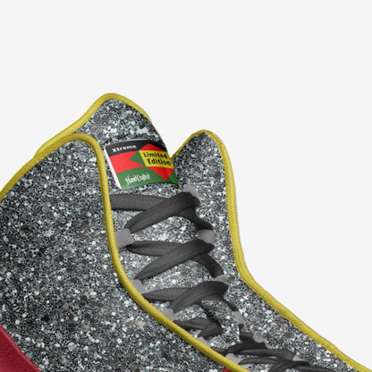 Close-up of XK-Nubian Sneakers’ premium leather and stitching details